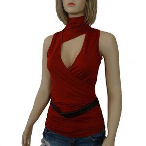 Rust Top with High Neck & Belt